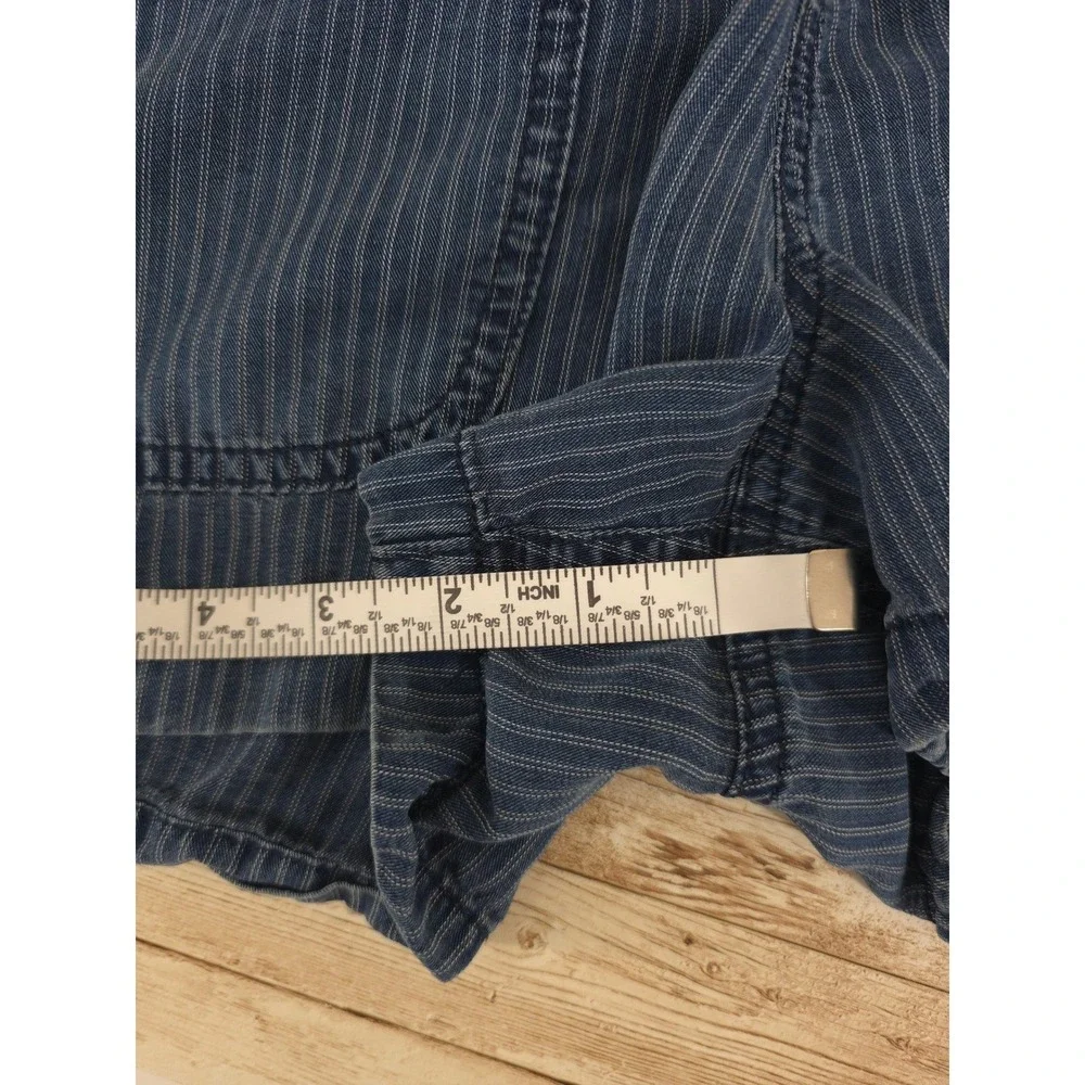 J Crew 2.5 Inseam Mid Rise Striped Drawstring Lyocell Soft Blue Shorts Womens XS